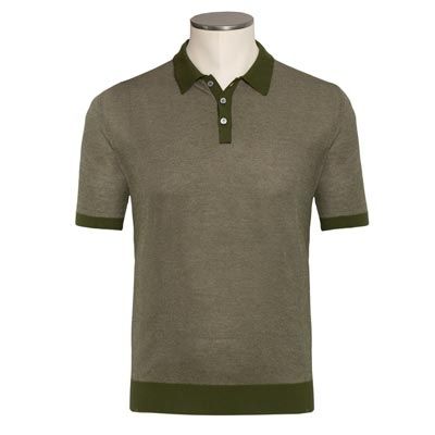 Zanone Knitted Polo Green