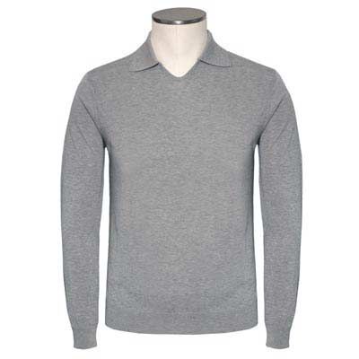 Zanone Polo V-neck Cotton Grey