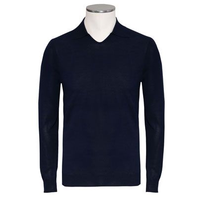 Zanone Polo V-neck Cotton Navy